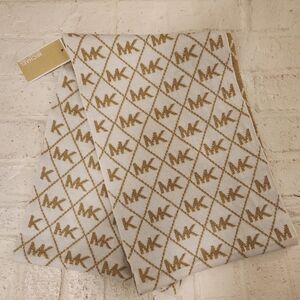 Michael Kors White and Gold Infinity Scarf * See Pic For A Flaw*